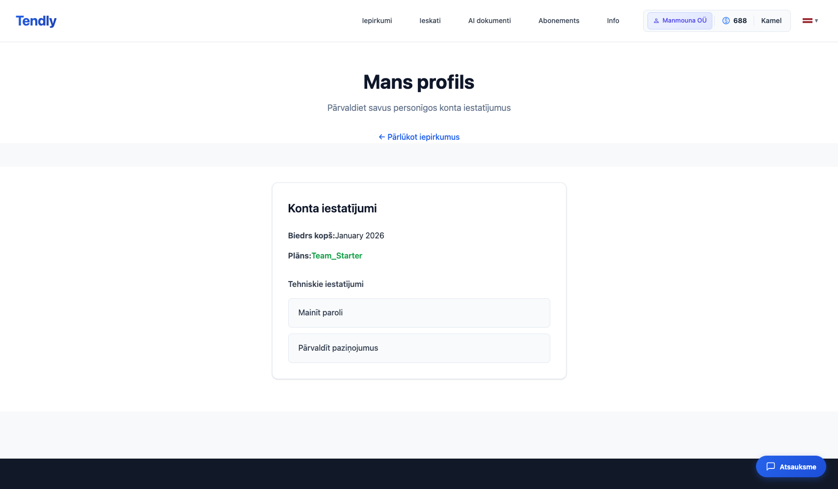 Konta pārvaldīšana