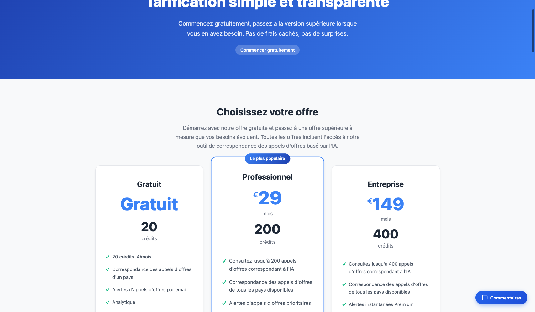 Abonnement et crédits