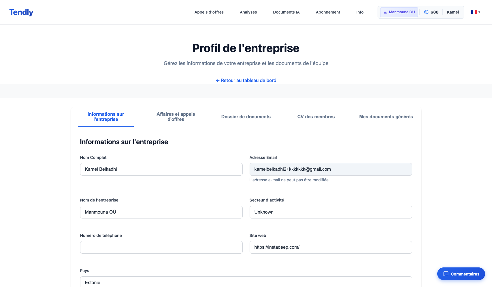 Configurer le profil de votre entreprise